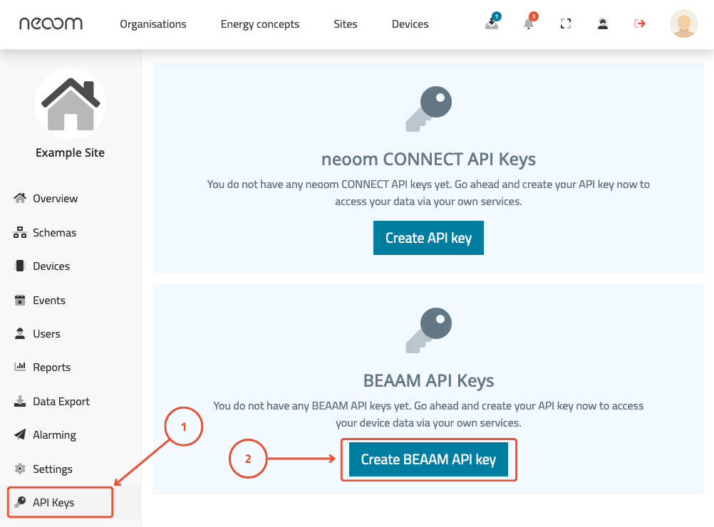 beaam API step 1